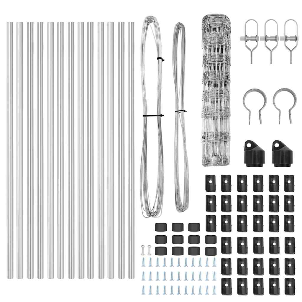 vidaXL Wildzaun Silber 25 x 0,8 m Verzinkter Stahl - Image 5