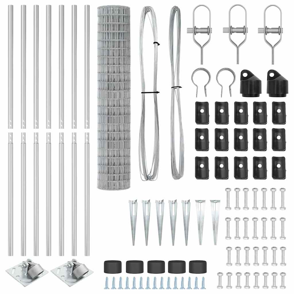 vidaXL Zaun mit Pfosten Silber 1,5 x 10 m Stahl - Image 5