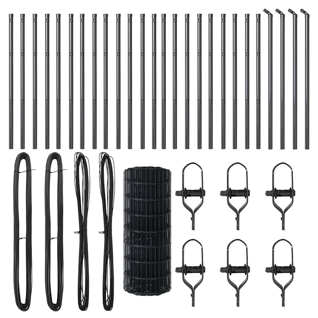 vidaXL Zaun mit Pfosten Grau 0,6 x 50 m Stahl - Image 4