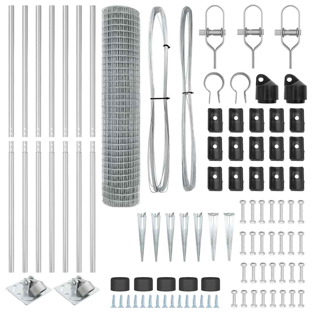 vidaXL Zaun mit Pfosten Silber 1,5 x 10 m Stahl - Image 5