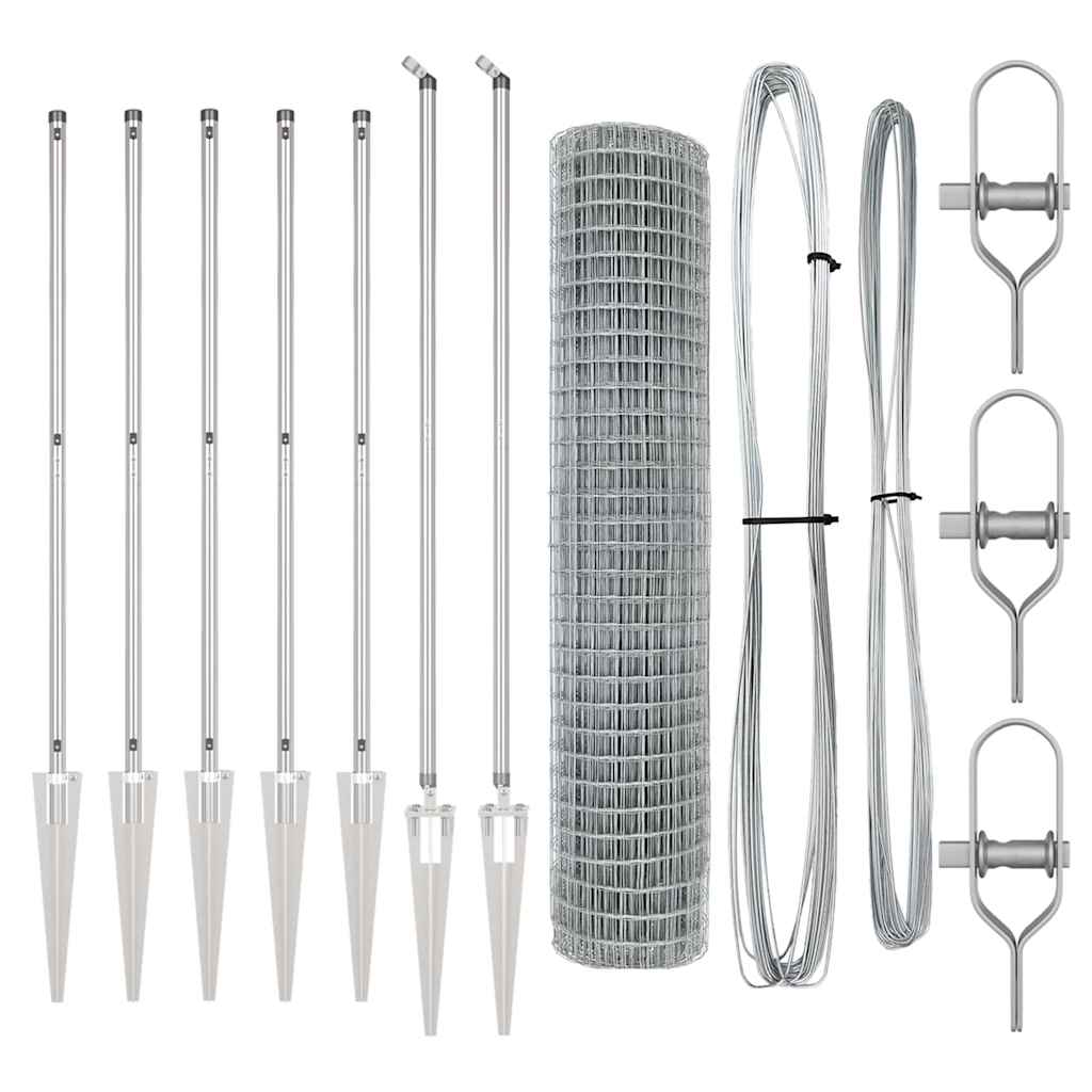 vidaXL Zaun mit Pfosten Silber 1,5 x 10 m Stahl - Image 4