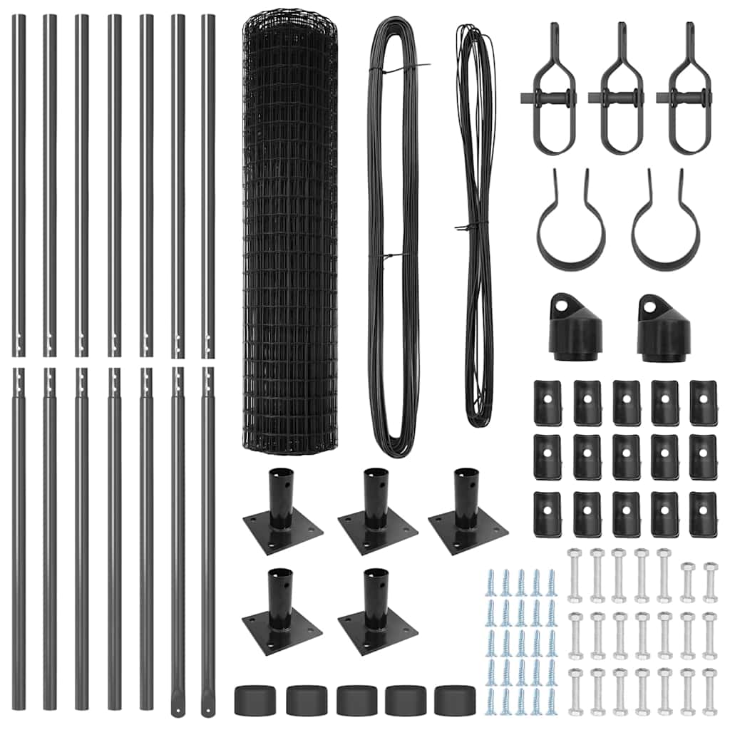 vidaXL Zaun mit Pfosten Grau 0,8 x 10 m Stahl - Image 5