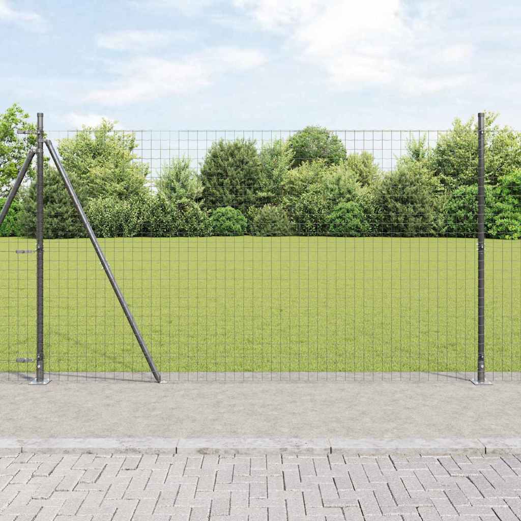 vidaXL Zaun mit Pfosten Grau 1,5 x 10 m Stahl