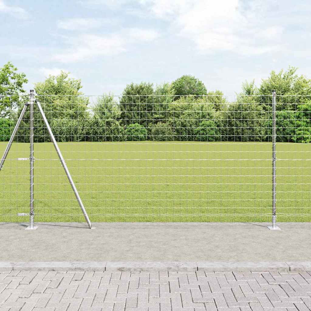 vidaXL Zaun mit Pfosten Silber 1,2 x 25 m Stahl