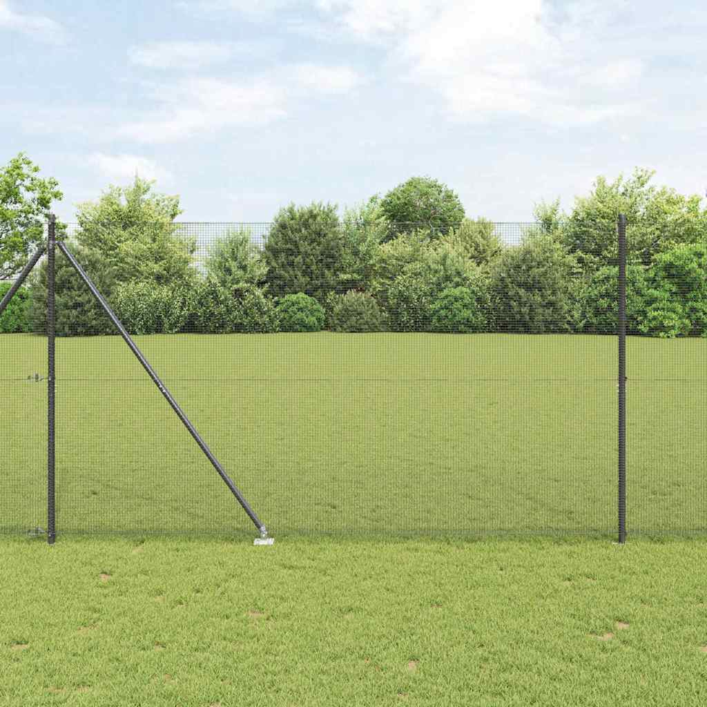 vidaXL Zaun mit Pfosten Grau 1.6 x 25 m Stahl