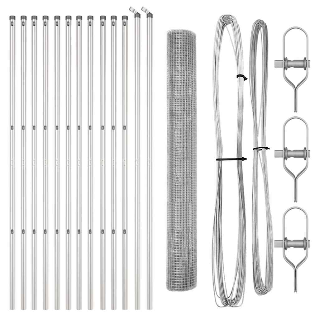 vidaXL Zaun mit Pfosten Silber 1,4 x 25 m Stahl - Image 4