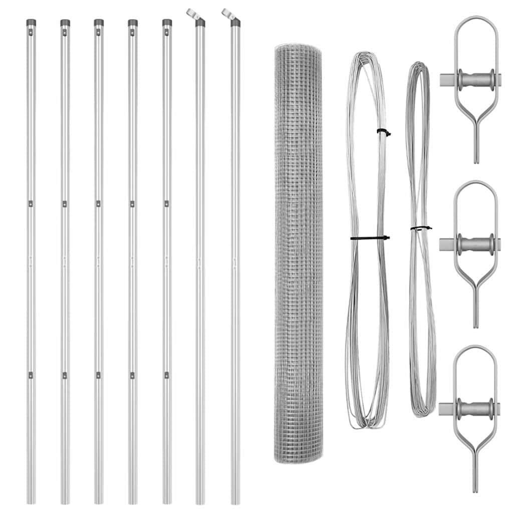 vidaXL Zaun mit Pfosten Silber 1,4 x 10 m Stahl - Image 4
