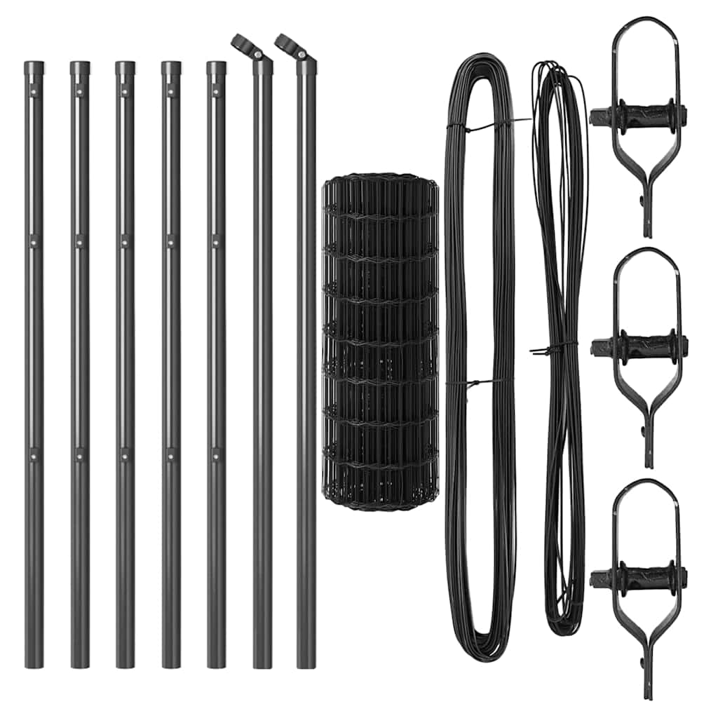 vidaXL Zaun mit Pfosten Grau 0,4 x 25 m Stahl - Image 4