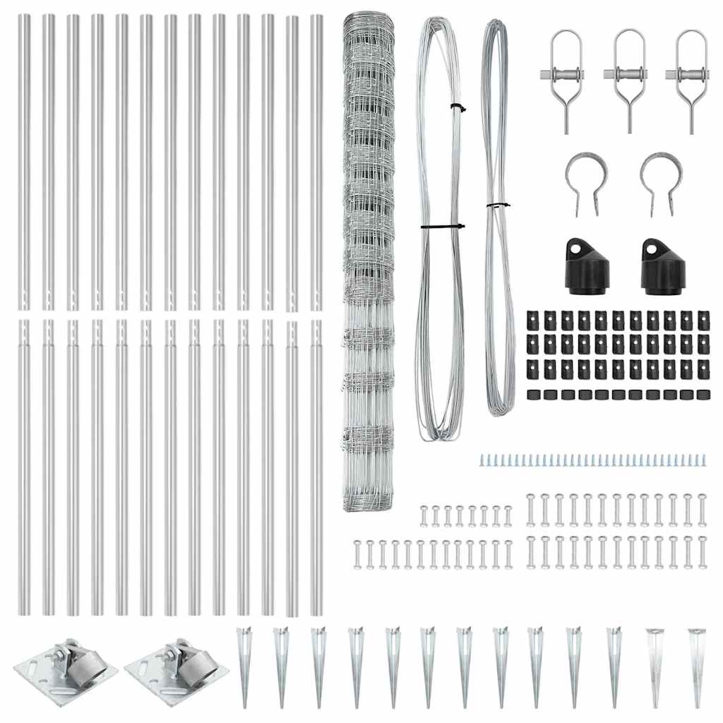 vidaXL Wildzaun Silber 25 x 1,5 m Verzinkter Stahl - Image 5