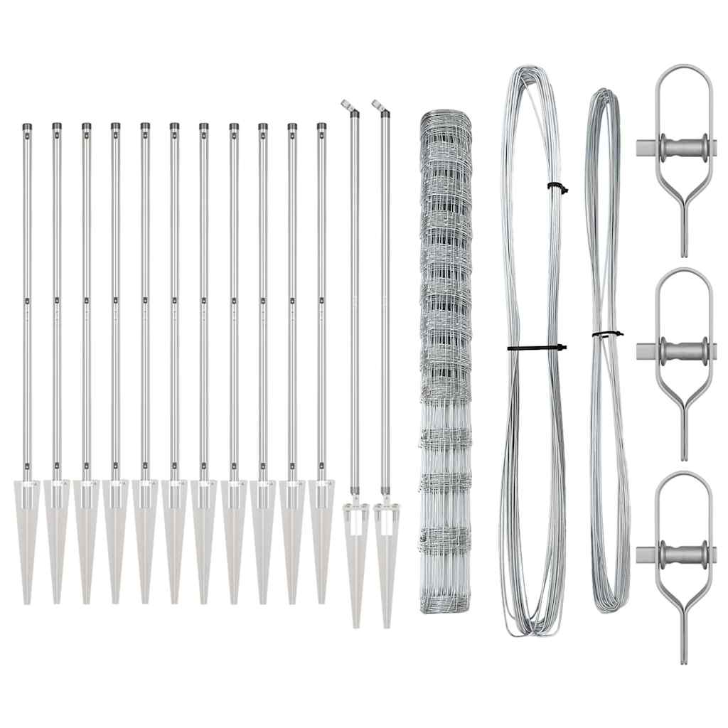 vidaXL Wildzaun Silber 25 x 1,5 m Verzinkter Stahl - Image 4