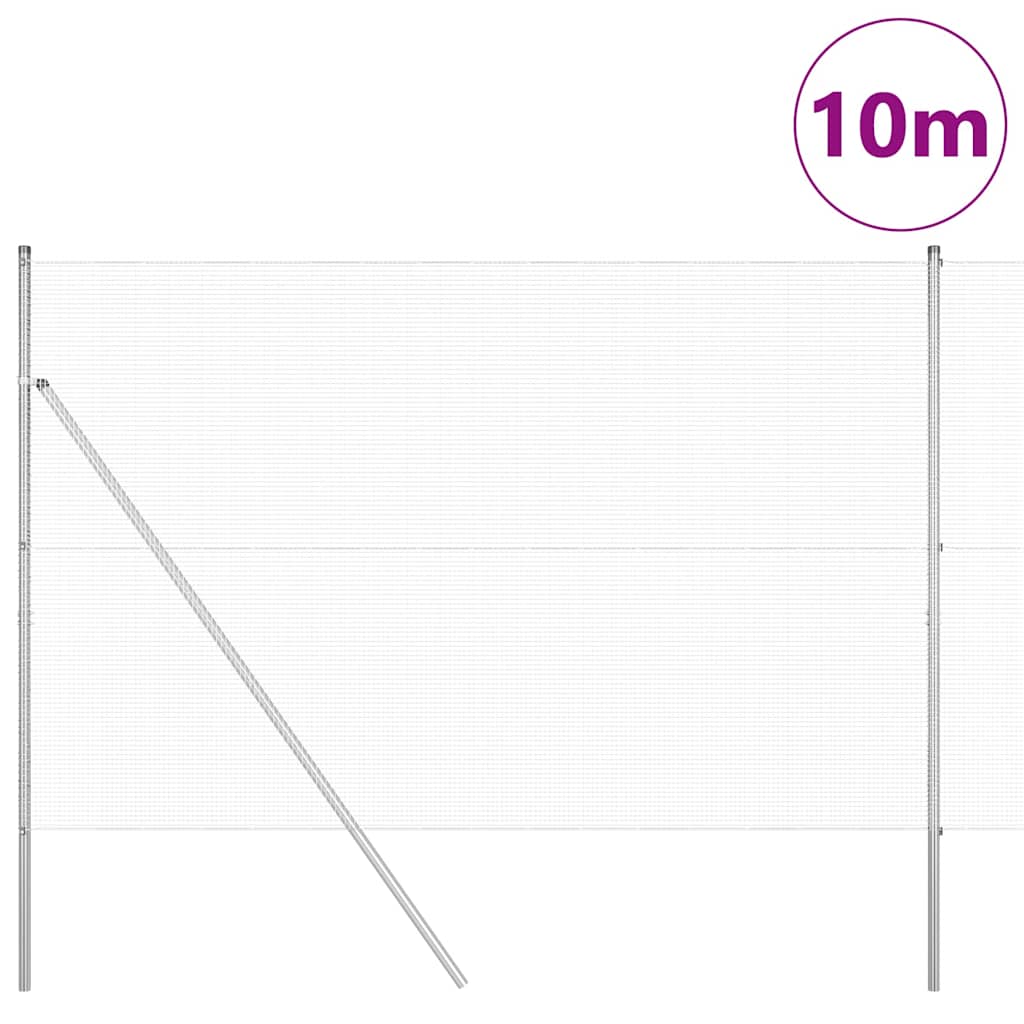 vidaXL Zaun mit Pfosten Silber 1,5 x 10 m Stahl - Image 3