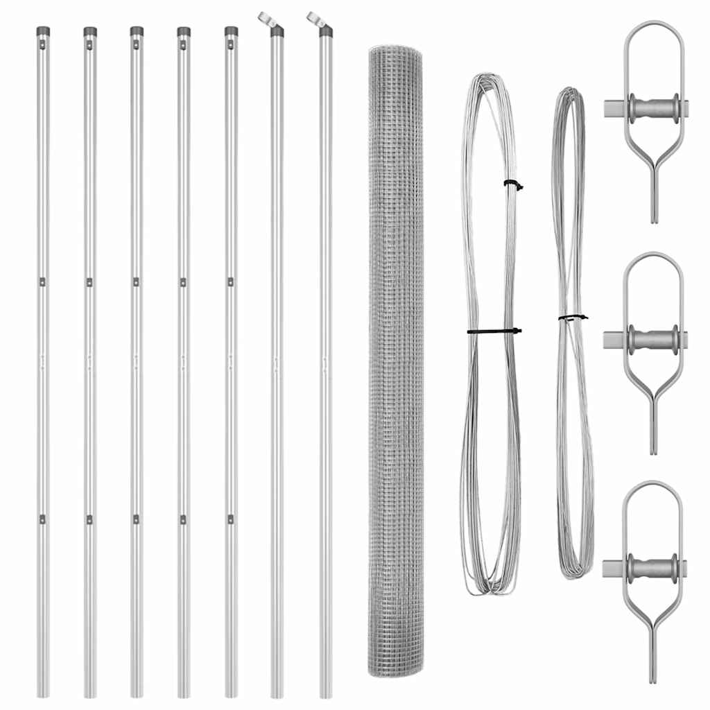 vidaXL Zaun mit Pfosten Silber 1,5 x 10 m Stahl - Image 4