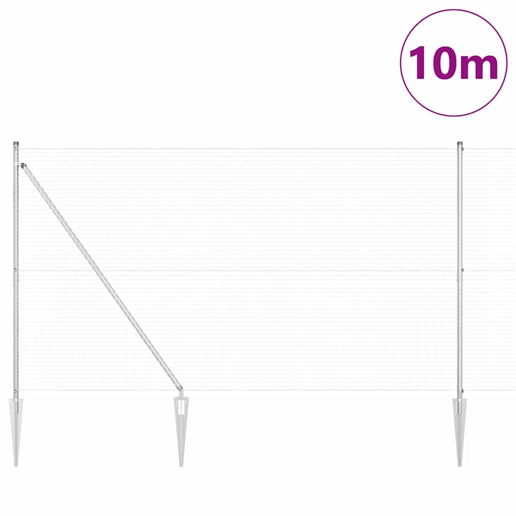 vidaXL Zaun mit Pfosten Silber 1,5 x 10 m Stahl - Image 3