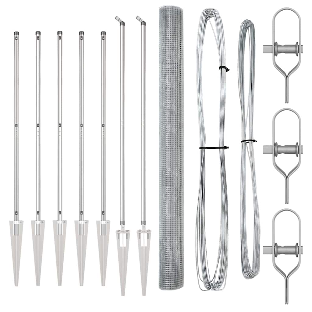 vidaXL Zaun mit Pfosten Silber 1,5 x 10 m Stahl - Image 4