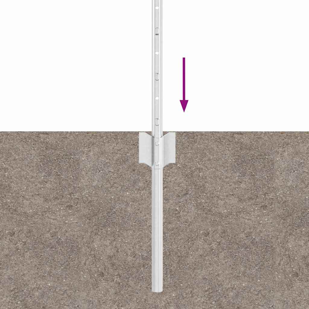 vidaXL Zaunpfosten 44 pcs Silber 120 cm Stahl - Image 5