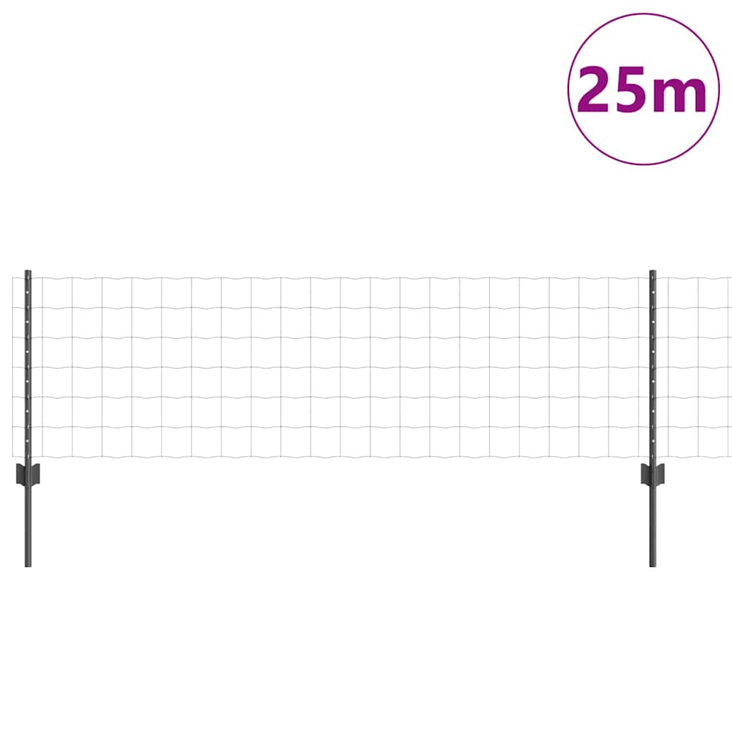 vidaXL Zaun mit Pfosten Grau 0,6 x 25 m Stahl - Image 3