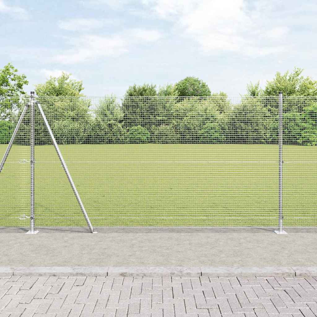 vidaXL Zaun mit Pfosten Silber 1,2 x 10 m Stahl