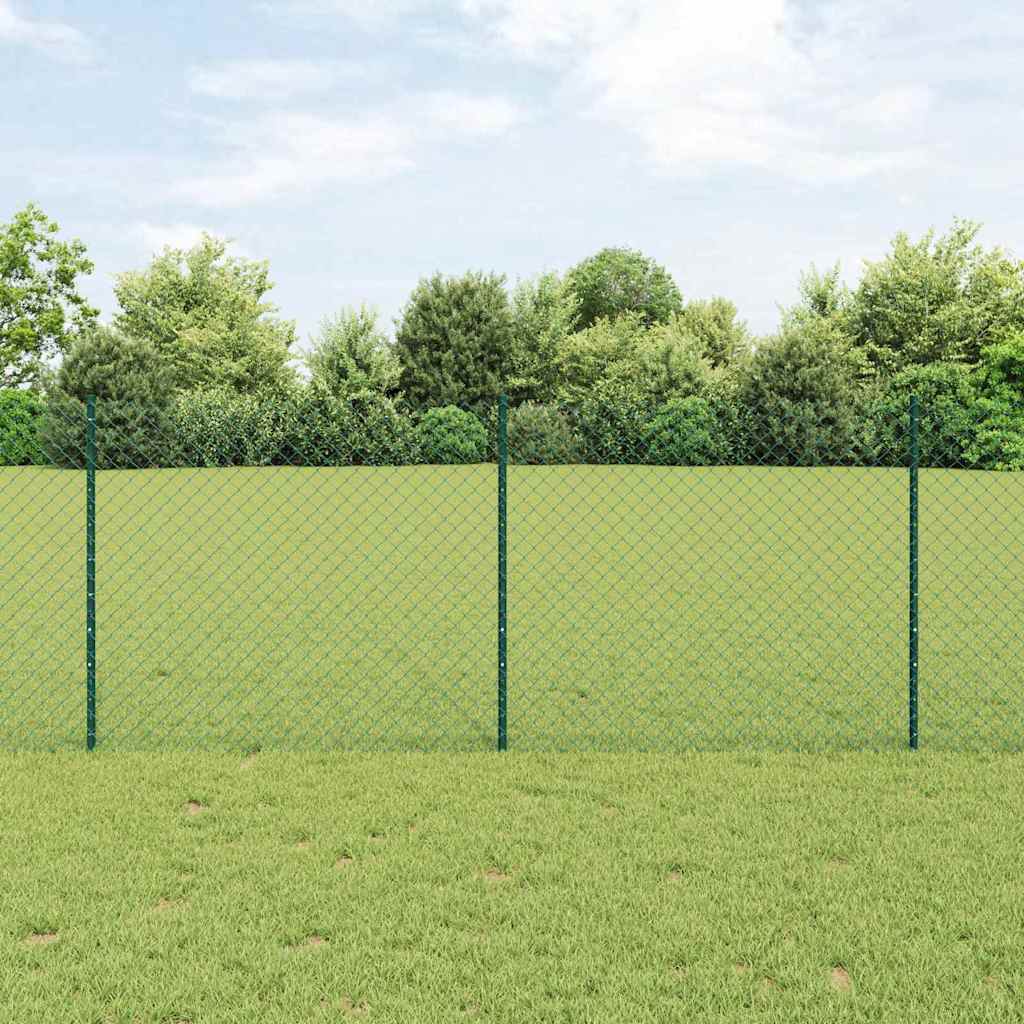 vidaXL Zaun mit Pfosten Grün 1 x 25 m Stahl