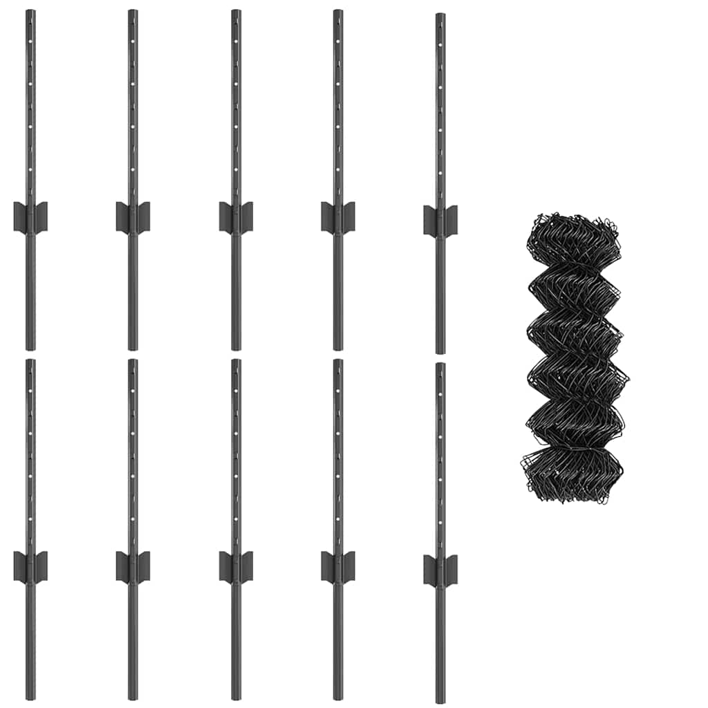 vidaXL Zaun mit Pfosten Grau 0,4 x 10 m Stahl - Image 4