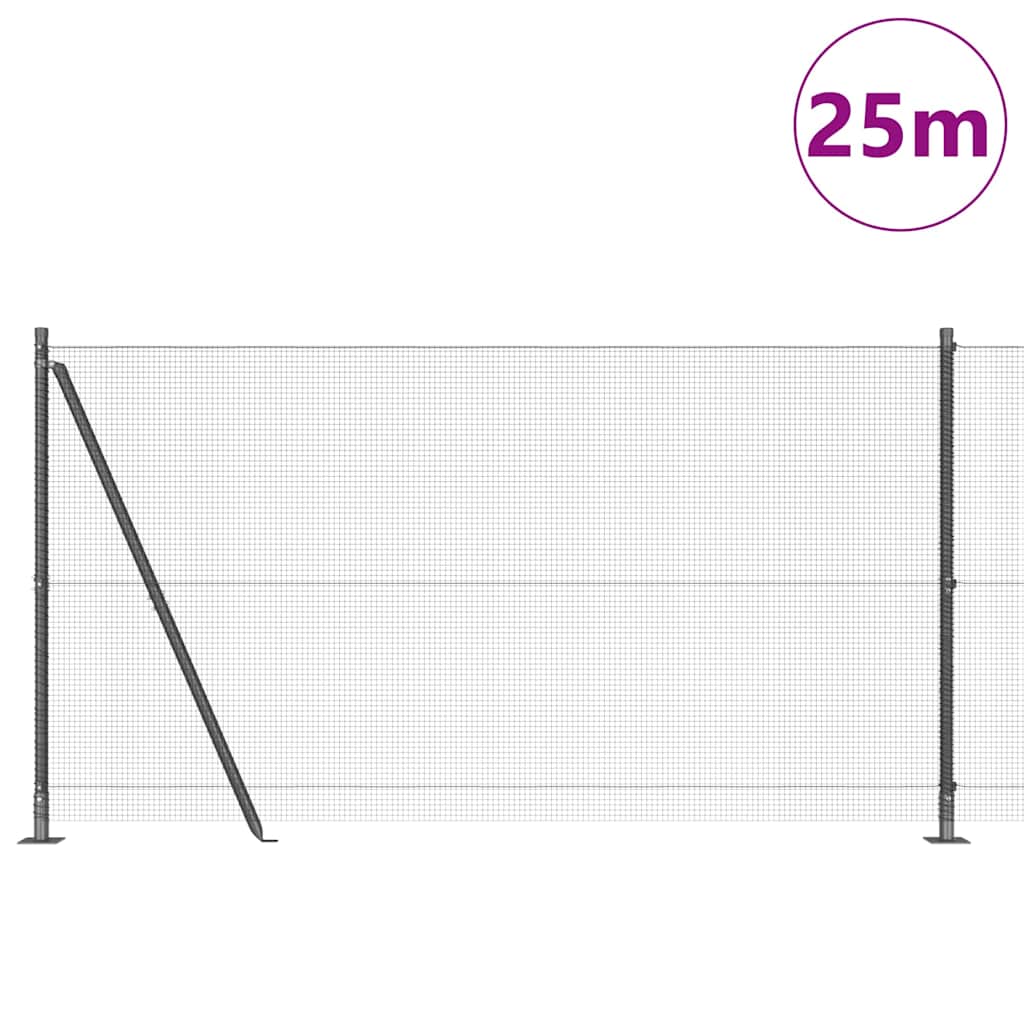 vidaXL Zaun mit Pfosten Grau 1,2 x 25 m Stahl - Image 3