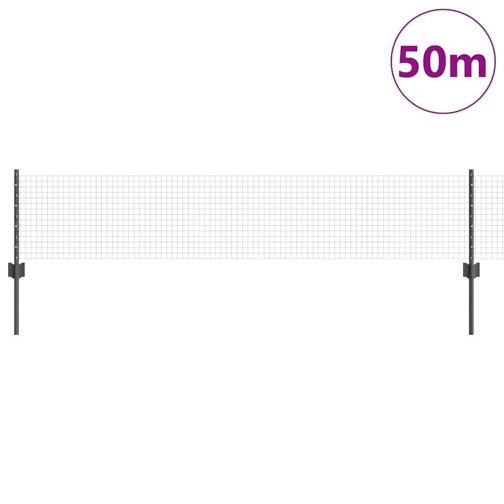 vidaXL Zaun mit Pfosten Grau 0.4 x 50 m Stahl - Image 3
