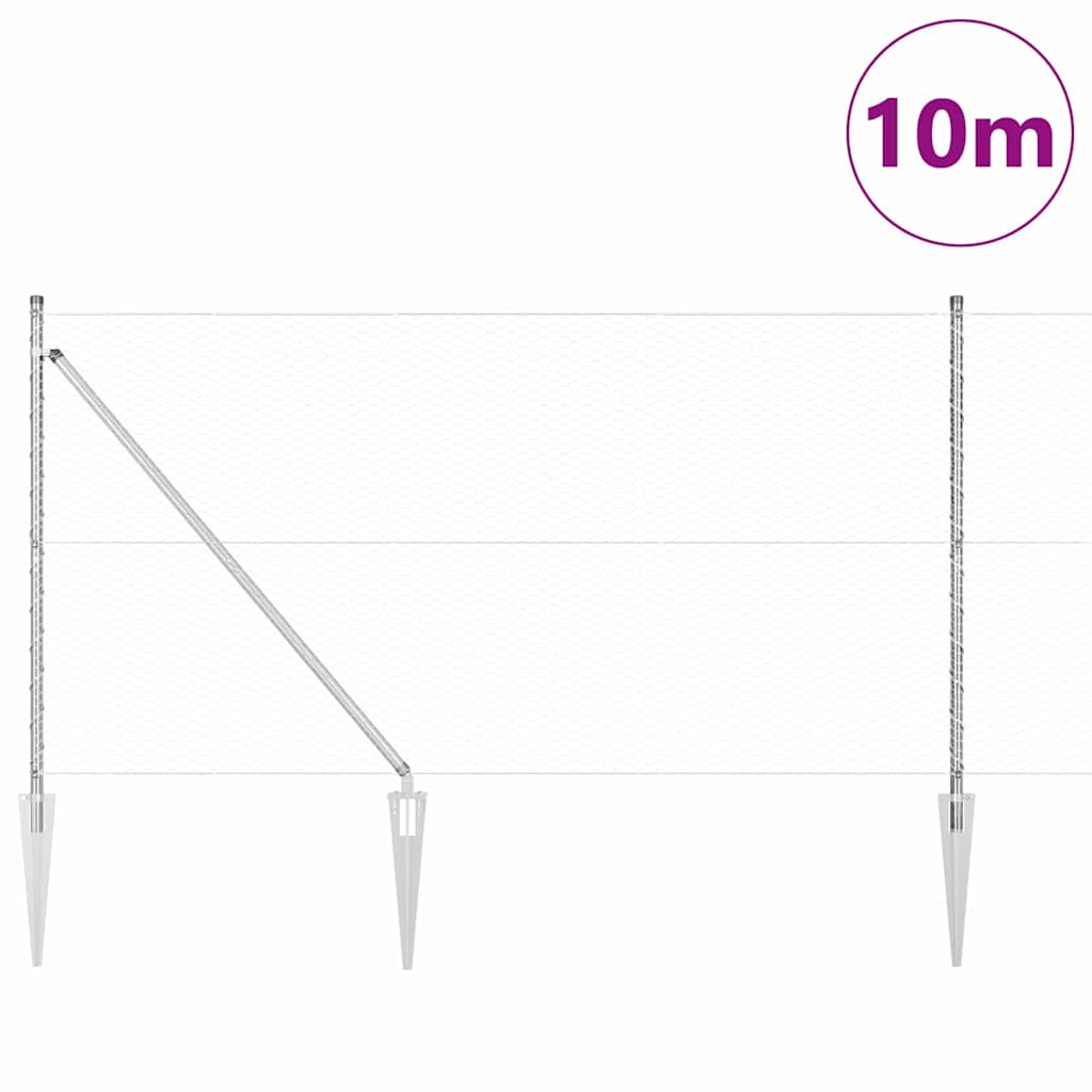 vidaXL Zaun mit Pfosten Silber 1,4 x 10 m PVC-beschichteter Stahl - Image 3
