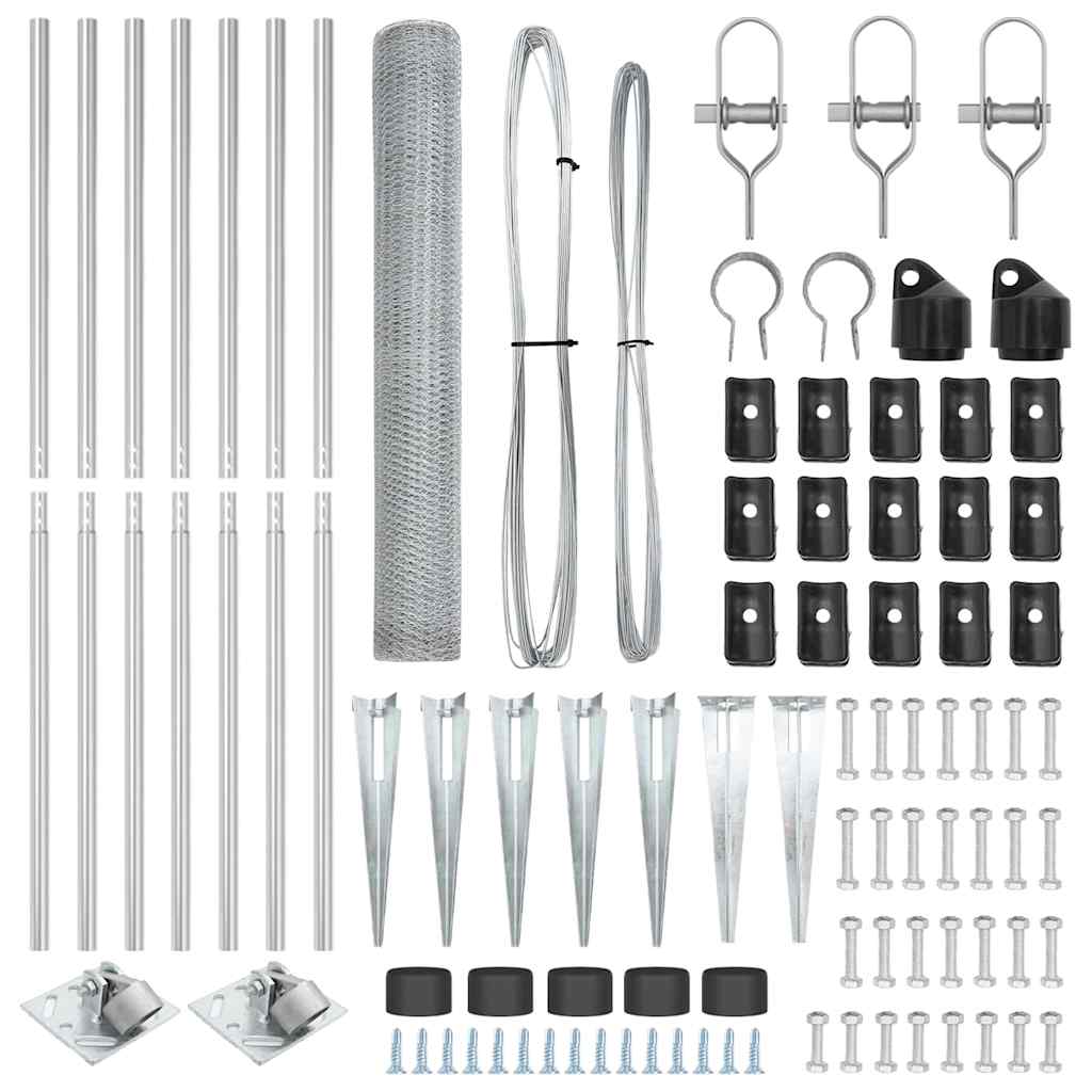 vidaXL Zaun mit Pfosten Silber 1,4 x 10 m PVC-beschichteter Stahl - Image 4