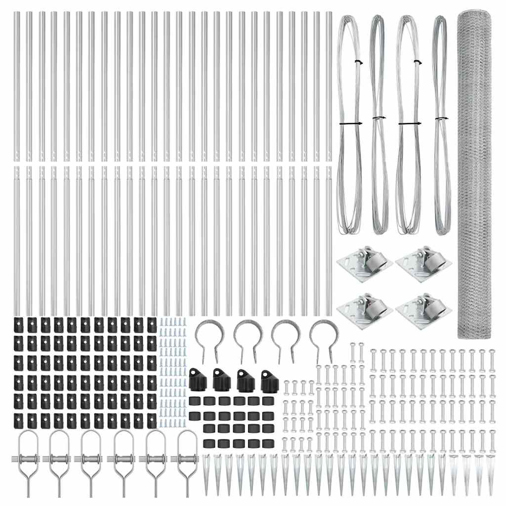 vidaXL Zaun mit Pfosten Silber 1,5 x 50 m PVC-beschichteter Stahl - Image 4