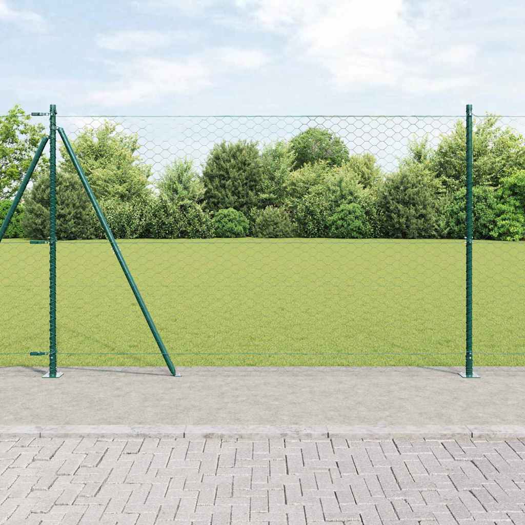 vidaXL Zaun mit Pfosten Grün 1,6 x 50 m PVC-beschichteter Stahl