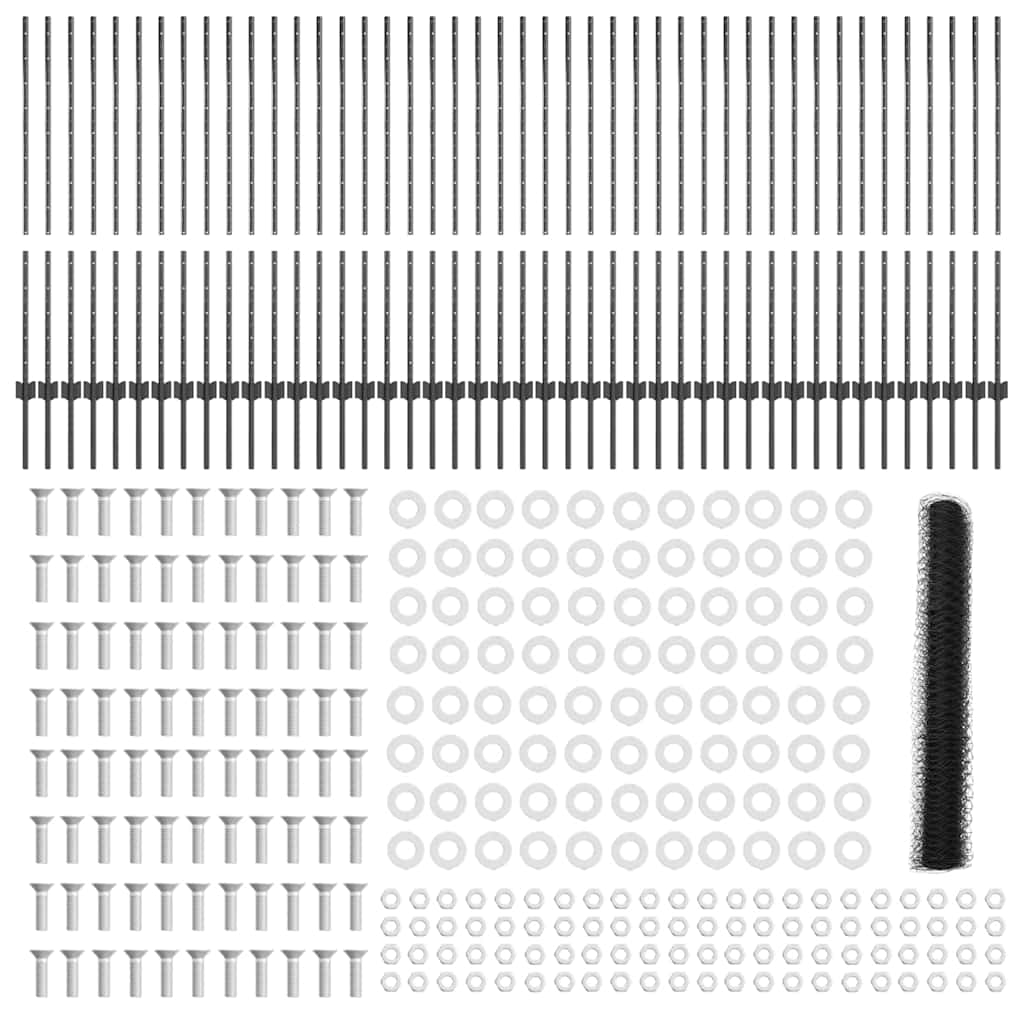 vidaXL Zaun mit Pfosten Grau 1,2 x 100 m Stahl - Image 5