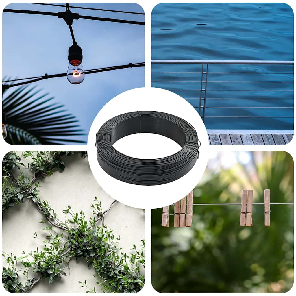 vidaXL Zaun-Bindedraht 250 m 2,3/3,8 mm Stahl Anthrazit