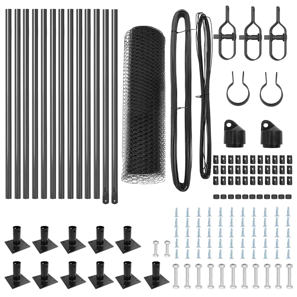 vidaXL Zaun mit Pfosten Grau 0,6 x 25 m PVC-beschichteter Stahl - Image 4