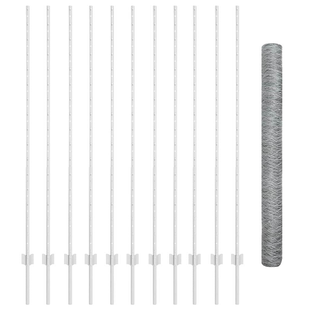 vidaXL Zaun mit Pfosten Silber 1,5 x 25 m Stahl - Image 4