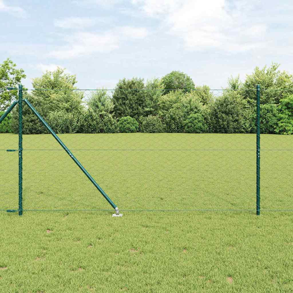 vidaXL Zaun mit Pfosten Grün 1,4 x 10 m PVC-beschichteter Stahl