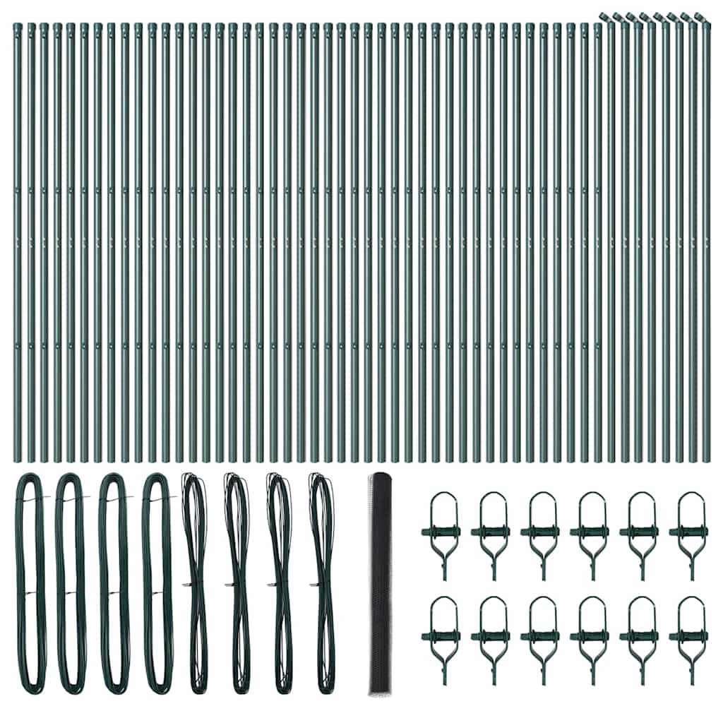 vidaXL Zaun mit Pfosten Grau 1,5 x 100 m PVC-beschichteter Stahl