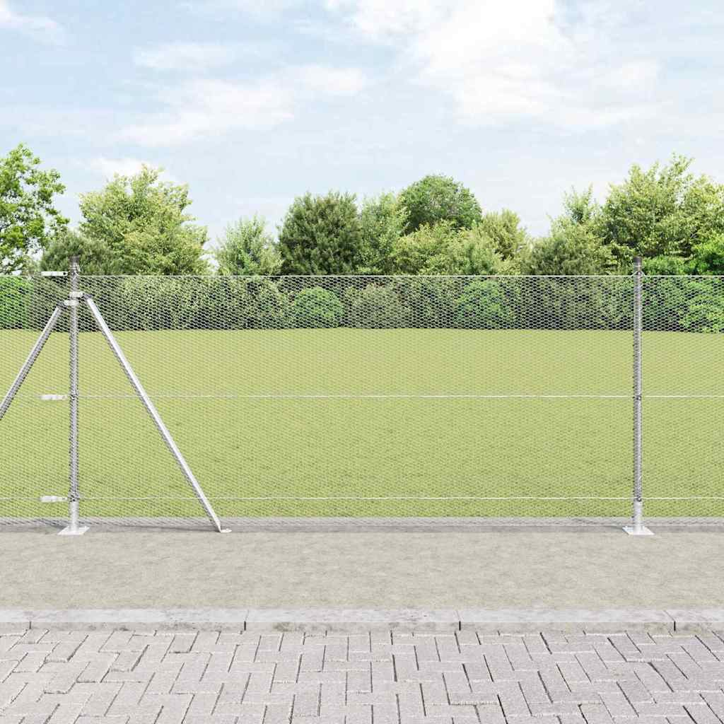 vidaXL Zaun mit Pfosten Silber 1 x 25 m PVC-beschichteter Stahl