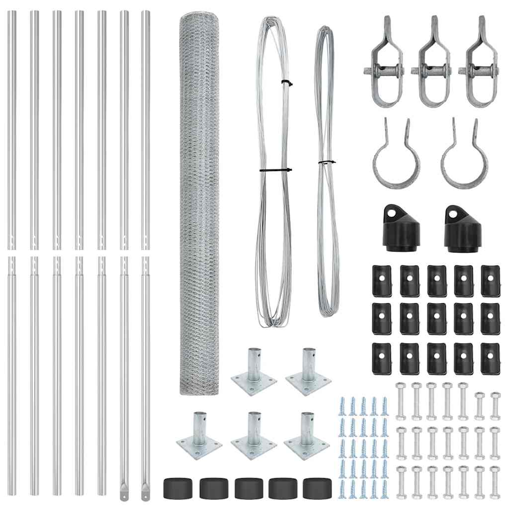 vidaXL Zaun mit Pfosten Silber 1,6 x 10 m PVC-beschichteter Stahl - Image 4