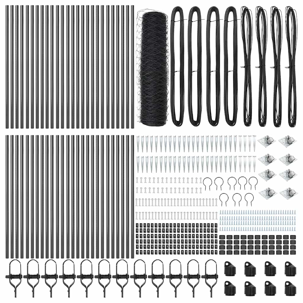 vidaXL Zaun mit Pfosten Grau 0,5 x 100 m PVC-beschichteter Stahl - Image 3