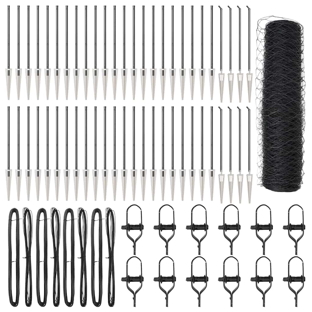 vidaXL Zaun mit Pfosten Grau 0,5 x 100 m PVC-beschichteter Stahl