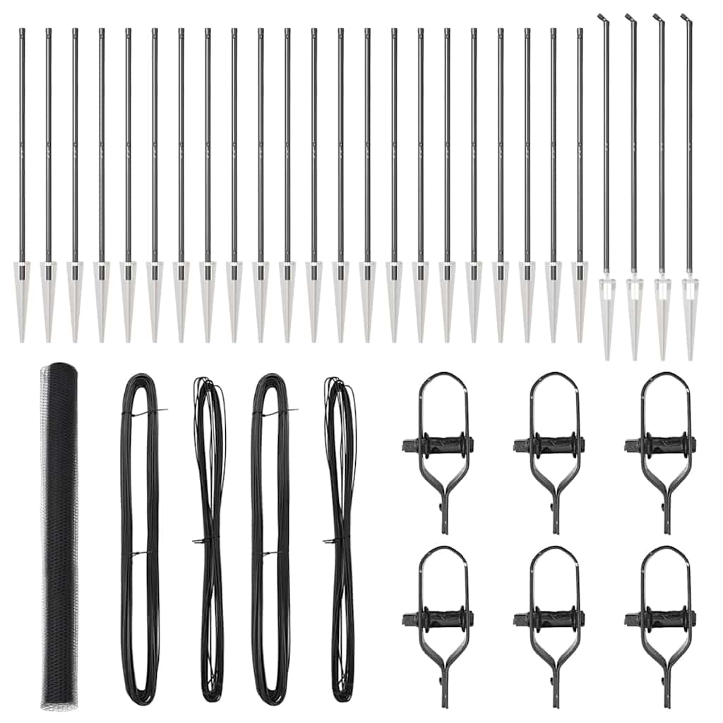 vidaXL Zaun mit Pfosten Grau 1,6 x 50 m PVC-beschichteter Stahl