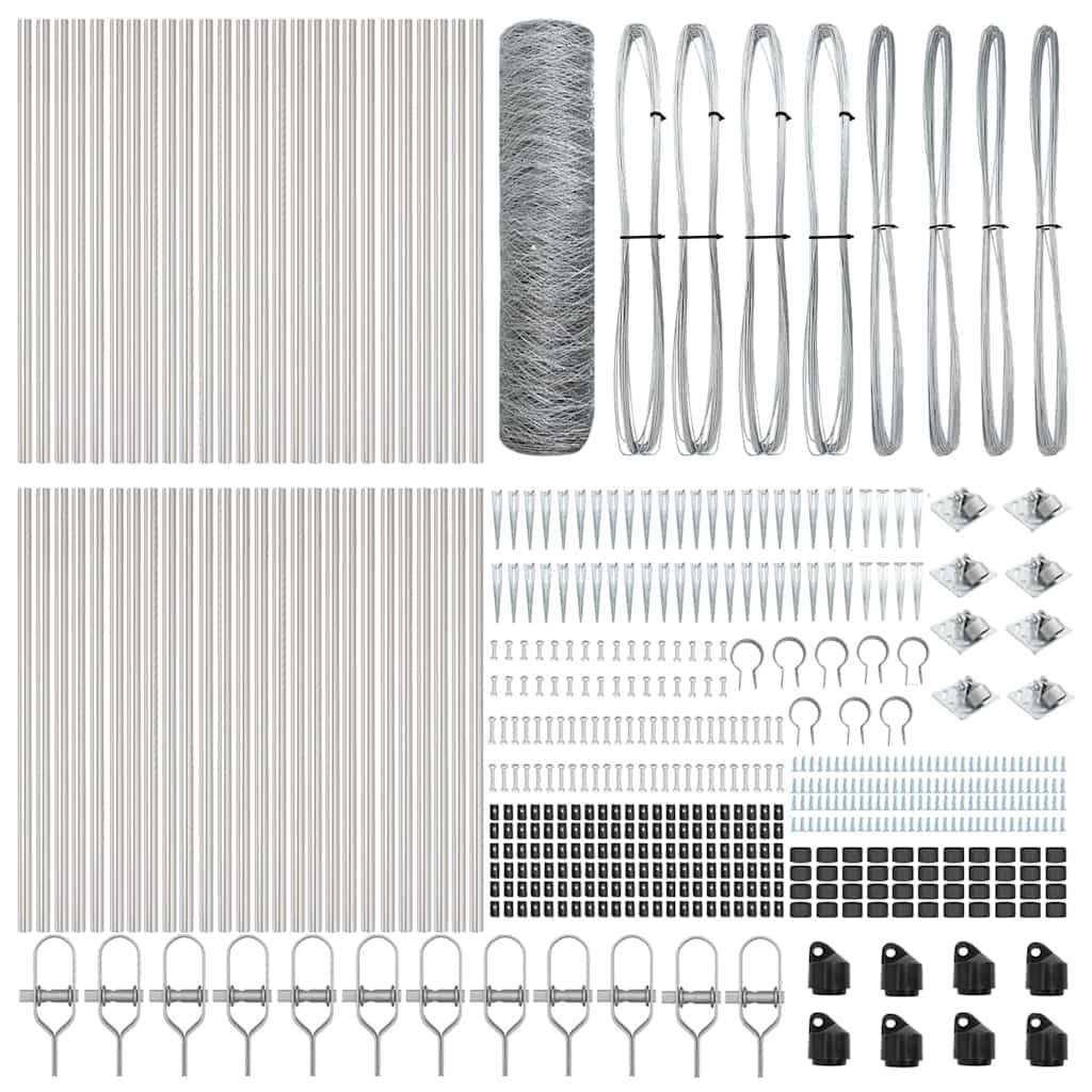 vidaXL Zaun mit Pfosten Silber 0,8 x 100 m PVC-beschichteter Stahl