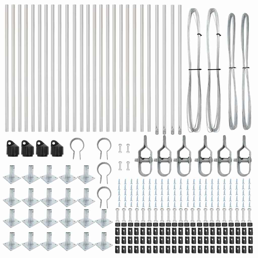 vidaXL Zaunpfosten Sonstiges 26 pcs Grau 3,2 x 3,2 x 50 cm Stahl - Image 4