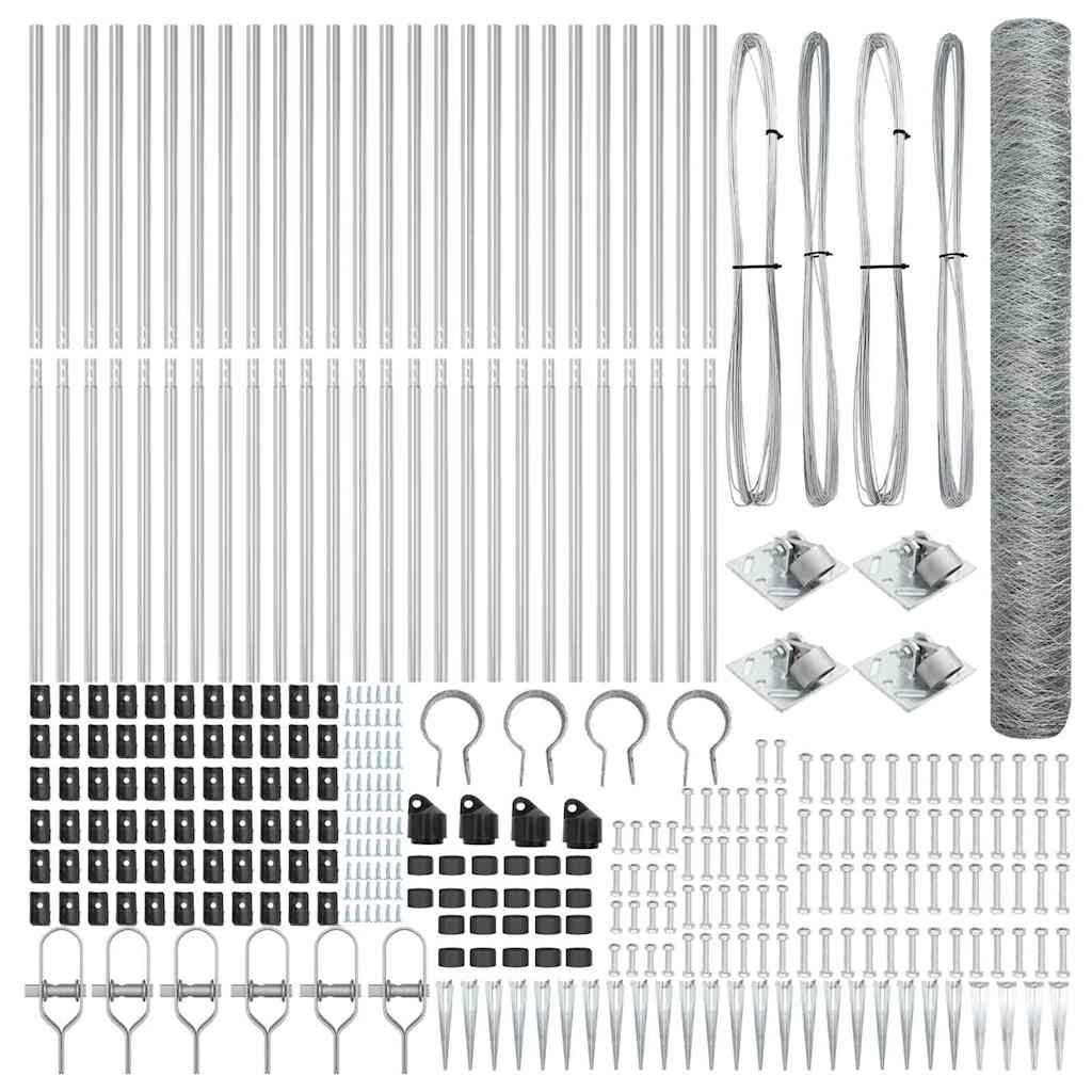 vidaXL Zaun mit Pfosten Silber 1,4 x 50 m PVC-beschichteter Stahl - Image 4