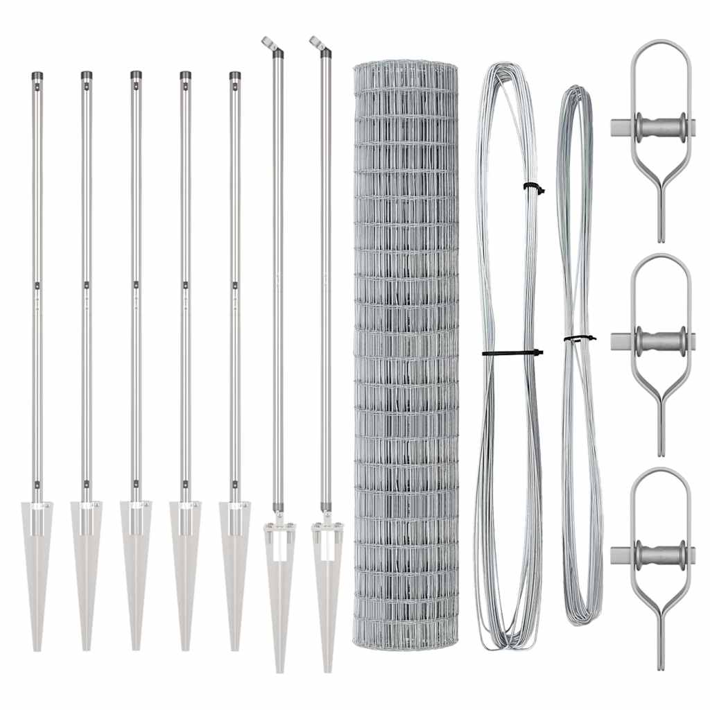 vidaXL Zaun mit Pfosten Silber 1,5 x 10 m Stahl - Image 4