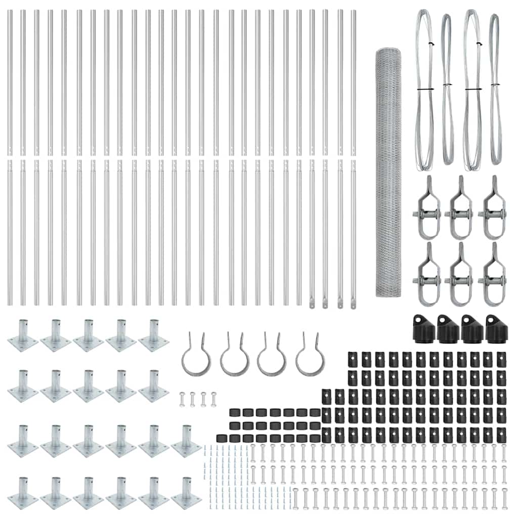 vidaXL Zaun mit Pfosten Silber 1,5 x 50 m PVC-beschichteter Stahl - Image 4
