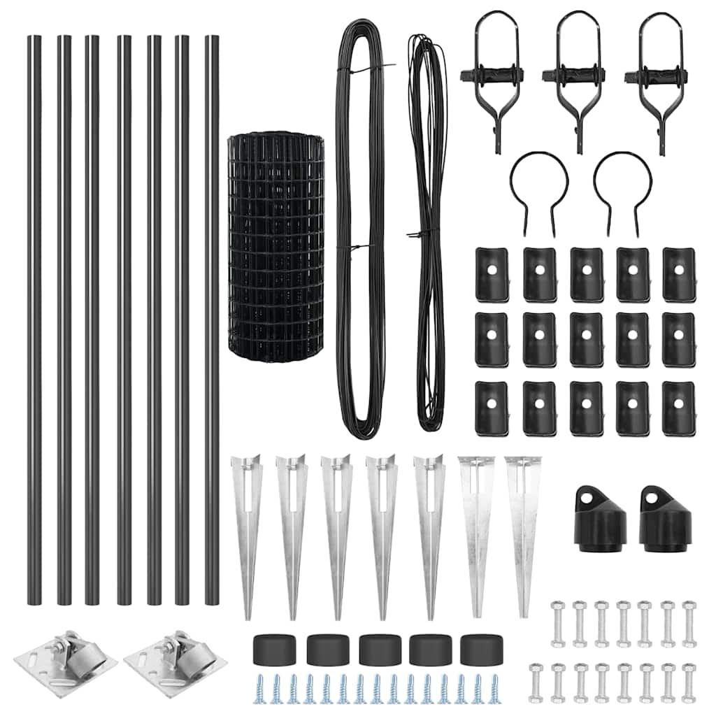 vidaXL Zaun mit Pfosten Grau 0,6 x 10 m Stahl - Image 5
