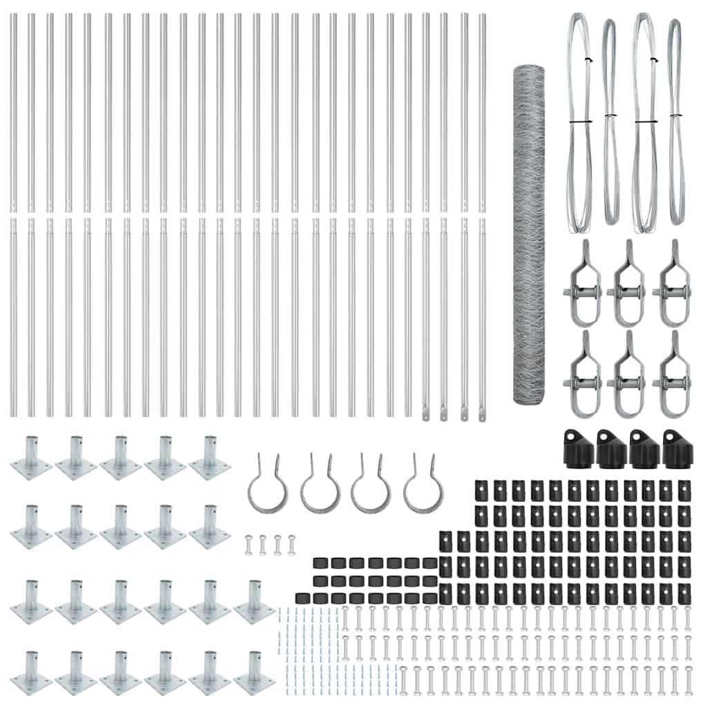 vidaXL Zaun mit Pfosten Silber 1,5 x 50 m PVC-beschichteter Stahl - Image 4