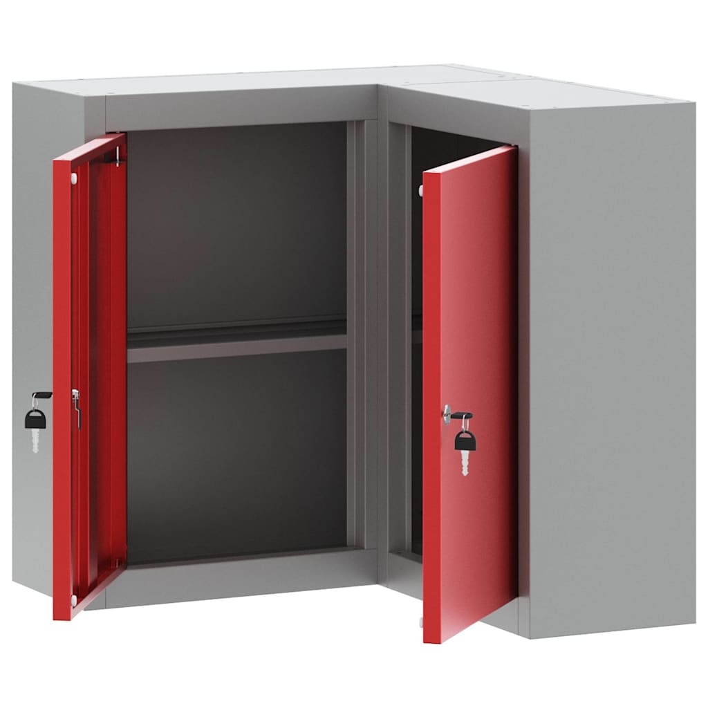 vidaXL Werkzeugschrank mit Regal Rot und Grau 55 x 55 x 55 cm - Image 4