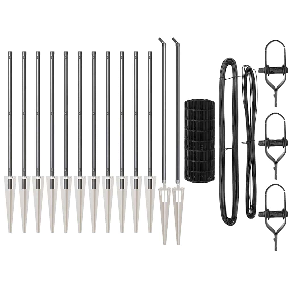 vidaXL Zaun mit Pfosten Grau 0,6 x 25 m Stahl - Image 4