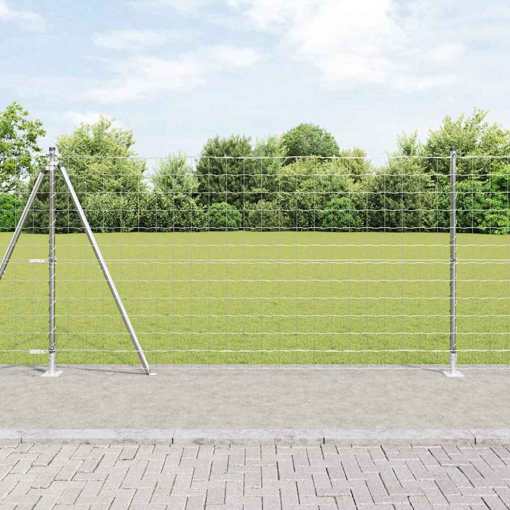 vidaXL Zaun mit Pfosten Silber 1,2 x 25 m Stahl